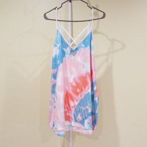 Women Spaghetti Strap Tie Dye Print Casual Top